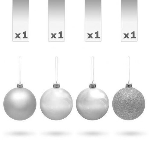 Family Christmas kroglice za božično drevesce srebrne 7cm 4 kosi Slike