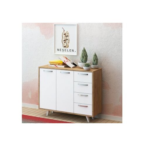 Hanah home Komoda Waga 100x82x35cm Hrast-bijela Cene