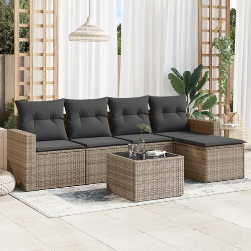  6-dijelni set vrtnih sofa od poliratana s jastucima sivi Cijene