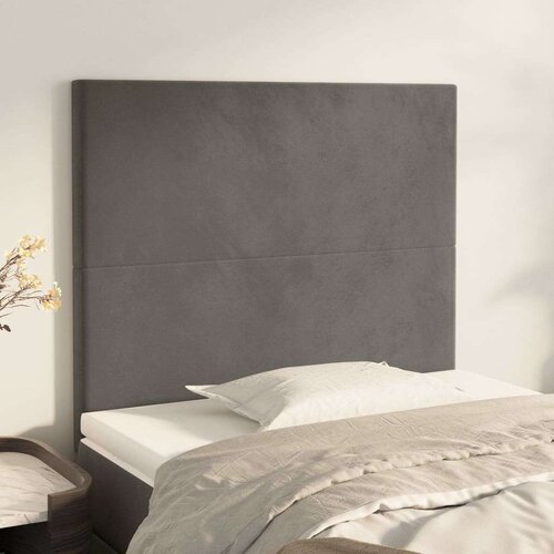  Posteljno vzglavje 2 kosa temno sivo 80x5x78/88 cm žamet, (20792855) Slike