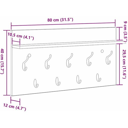  Vje&amp;scaron;alica za kapute na zidu Zidne Betonski sivi 80 x 40 x 12 cm Slike