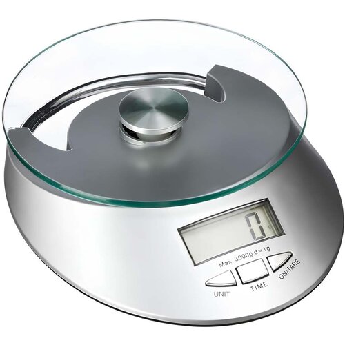 Avizar Digitalna tehtnica 5 kg za peko s pladnjem iz kaljenega stekla, Srebrna, (5000277279) Slike