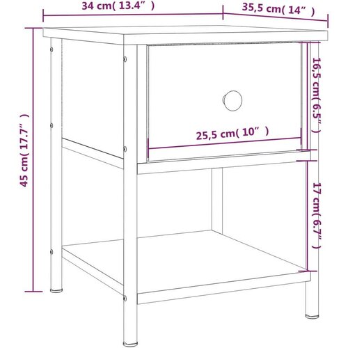 VidaXL Noćni ormarić boja hrasta 34x35 5x45 cm od konstruiranog drva Slike