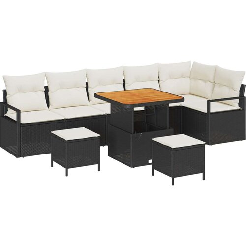  Set od 9 dijelova vrtne sofe s jastučićima crni poliratan akacija  2-sjedna vrtna sofa s jastučićima crni poliratan  set od 3 di Cijene