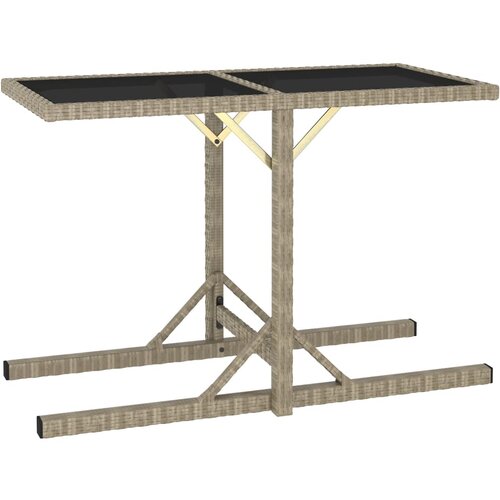 VidaXL Vrtna miza bež 110x53x72 cm steklo in poli ratan Slike