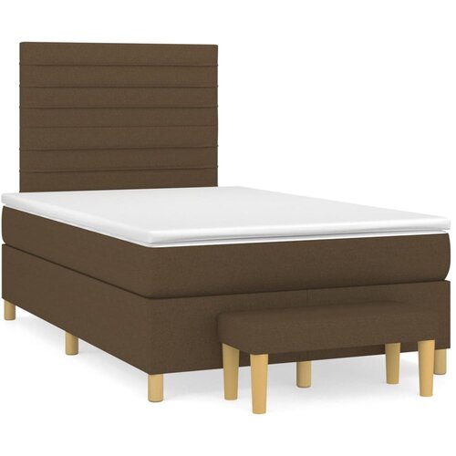 VidaXL Krevet s oprugama i madracem tamnosmeđi 120 x 200 cm od tkanine Slike