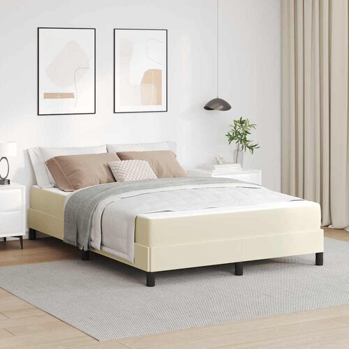 VidaXL Krevet s madracem Krema 140 x 190 cm Slike