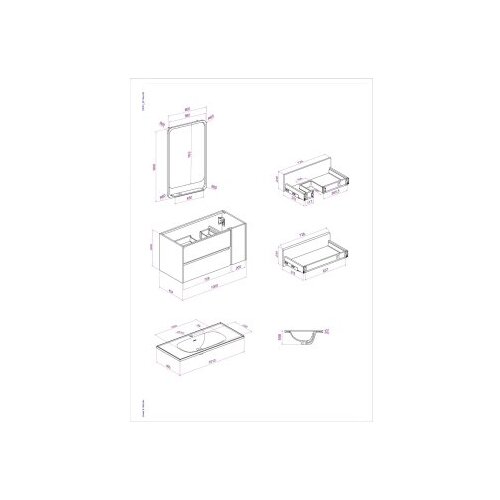 Hanah home Kupatilski ormarić sa umivaonikom i ogledalom (2 komada) Linear Fume Slike