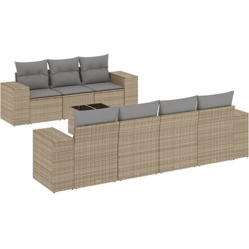  8-dijelni set vrtnih sofa od poliratana s jastucima bež 83 x 62 x 69 cm Slike