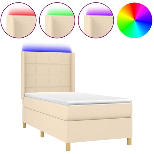 Maison Chic Box spring postelja - Vzmetna postelja z vzmetnico LED krem 90x190 cm blago SL21617, (21892583) Cene