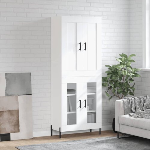 The Living Store Visoka omara bela 69,5x34x180 cm inženirski les - Visoka Omarica, (21429363) Slike