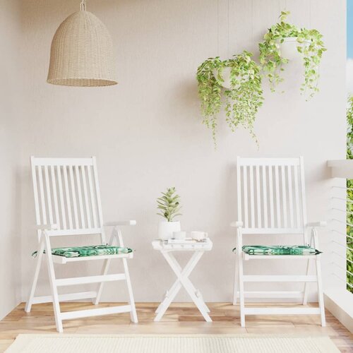  The Living Store Blazine za vrtne stole 2 kosi vzorec listja 50x50x3 cm tkanina - Blazina Za Stol, (21462363) Slike