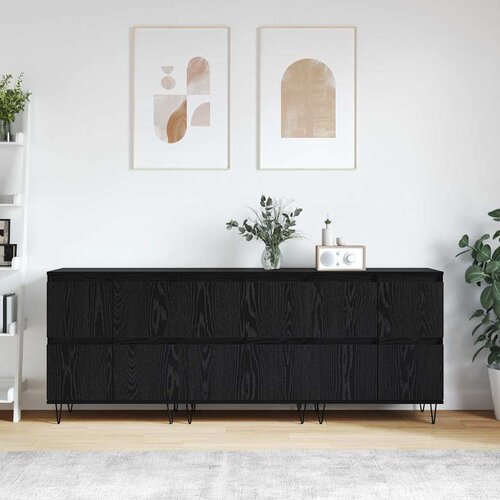 VidaXL Komode 3 pcs Crni hrast 180 x 35 x 70 cm Konstruirano drvo Slike