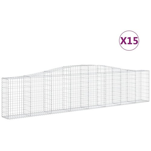  Lučne gabionske ko&amp;scaron;are 15 kom 400x30x80/100cm pocinčano željezo Slike