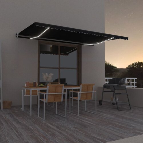 vidaXL Avtomatska tenda LED + senzor 500x350 cm antracitna Cene