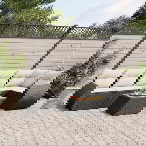 VidaXL 6-dijelni set vrtnih sofa s jastucima crni od poliratana Slike