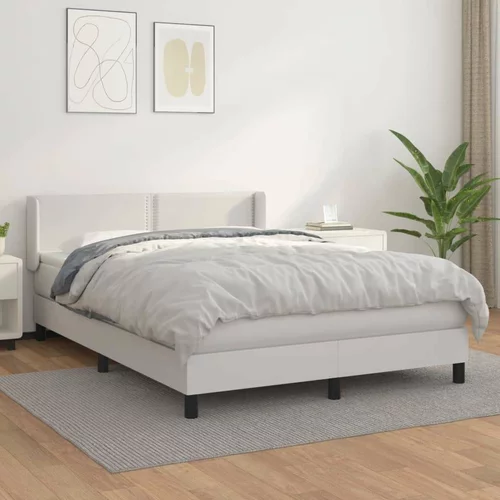  Box spring postelja z vzmetnico bel 140x200 cm umetno usnje, (20898658)