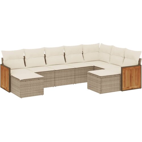 vidaXL 9-dijelni set vrtnih sofa s jastucima bež od poliratana Cijene