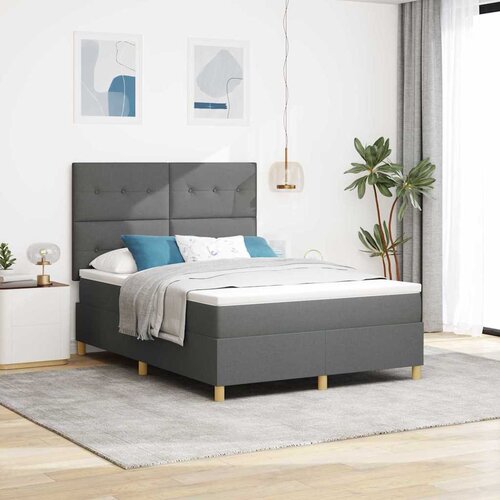  LED Box Spring Krevet Tamno siva 140 x 200 cm tkanina Cijene