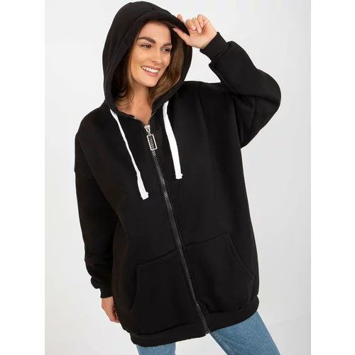 Fashion Hunters Basic black sweatshirt with oversize zipper