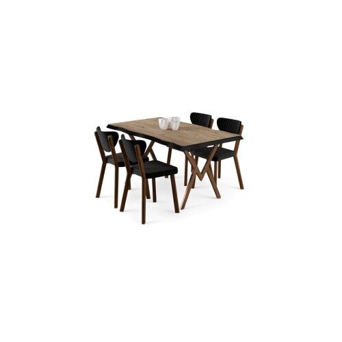 Hanah home Set trpezarijskog stola i stolica (5 delova) Akort Atlantic Pine Black Cene
