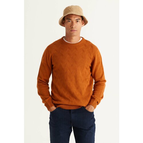 AC&Co / Altınyıldız Classics Men's Tile Standard Fit Normal Cut, Crew Neck Jacquard Knitwear Sweater. Cene