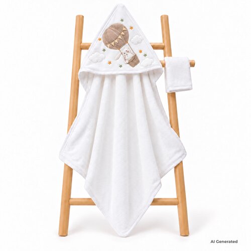 BABYLINE Ručnik pamuk Zeko u balonu 85x85 cm, smeđi Slike