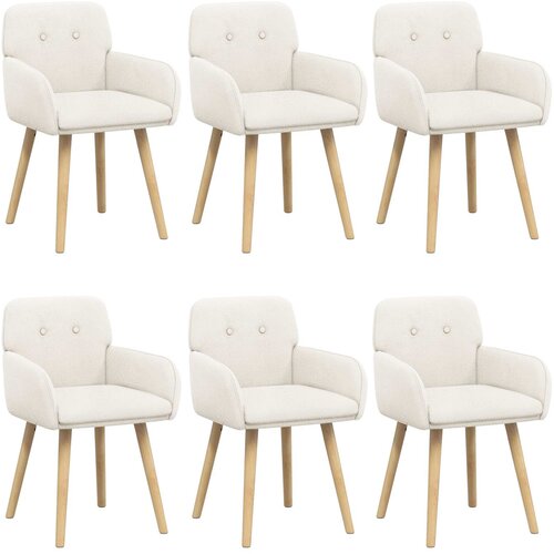 vidaXL Jedilni stoli 6 pcs Boucl&eacute; Krem 59 x 57 x 85 cm, (5000296867) Cene