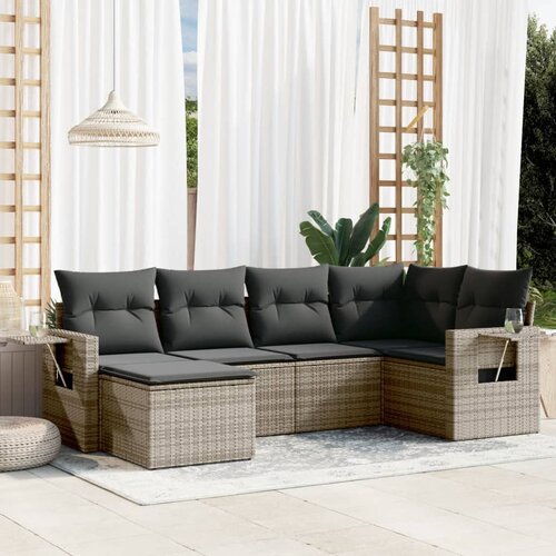 vidaXL 6-dijelni set vrtnih sofa od poliratana s jastucima sivi Cijene