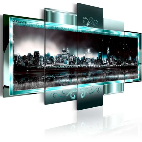  Slika - Turquoise New York: Starry Night 100x50