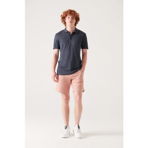 Avva Men's Pale Pink Textured Cotton Shorts Slike