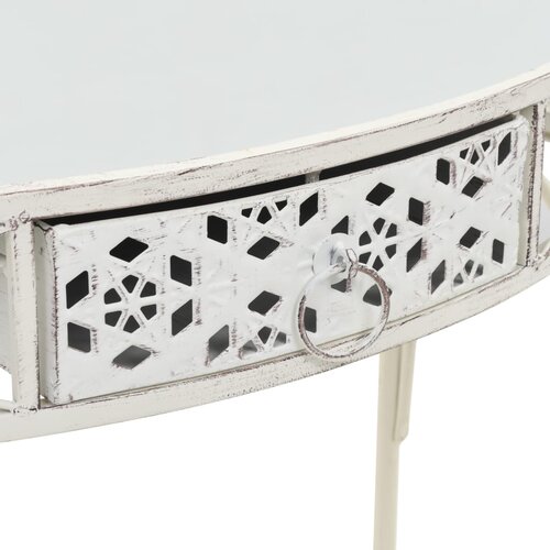  Bočni stolić u francuskom stilu metalni 82 x 39 x 76 cm bijeli Slike
