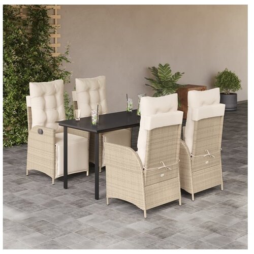 VidaXL 5-dijelni vrtni blagovaonski set od poliratana s jastucima bež Slike