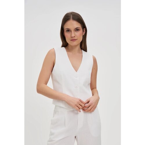 Marisse White Linen Vest Slike