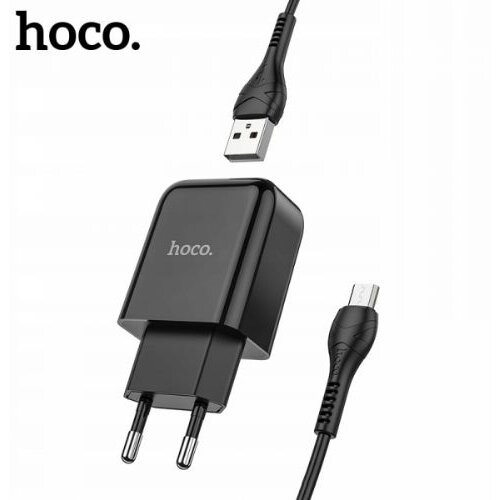 Hoco pametni hišni polnilec N2 z USB vtičem in s polnilnim kablom Micro USB 2,1A - črn Cene