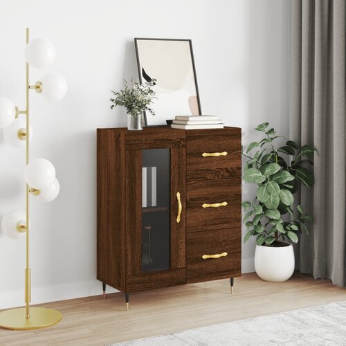 The Living Store Komoda rjavi hrast 69,5x34x90 cm inženirski les - Komoda, (21663404) Slike