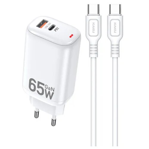 Kakusiga adapter hišni polnilec 220V Gun Quick Charge 65W vhod 1x USB A in 1x Type C - s kablom Type C - Type C 3.0 bel Cene