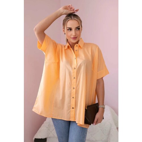Kesi Apricot cotton shirt with short sleeves Cene
