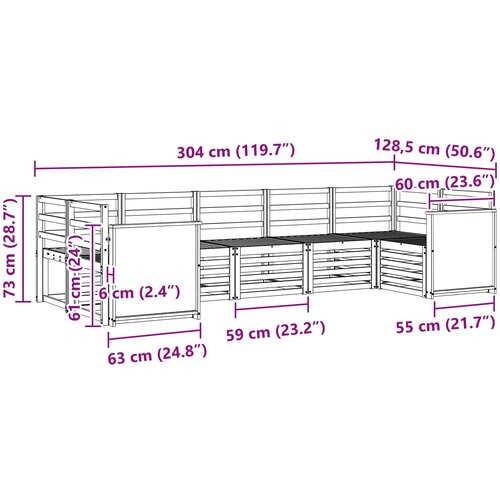  Set vanjskih sofa 6 kom. Prirodna Čvrsto drvo akacije Smeđa Slike