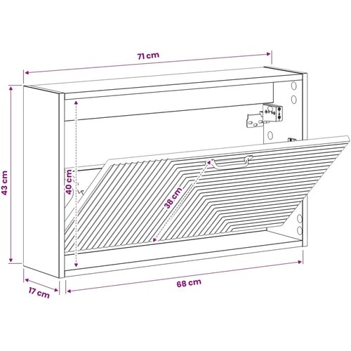  Ormar za cipele na zidu HAARLEM 71 x 17 x 43 cm Siva Sonoma - Siva Sonoma Slike