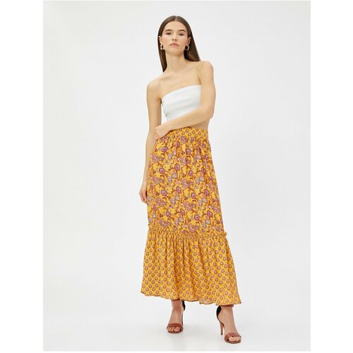 Koton Ethnic Patterned Maxi Skirt Elastic Waist Cene
