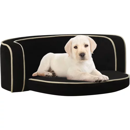 vidaXL Zložljiv pasji kavč črn 73x67x26 cm s plišasto pralno blazino