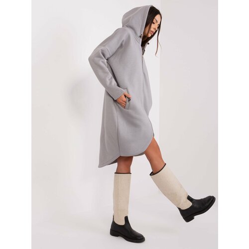 Fashion Hunters Light gray basic long sweatshirt Tina RUE PARIS zipper Cene