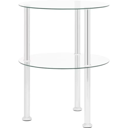 vidaXL 322787 2-Tier Side Table Transparent 38 cm Tempered Glass