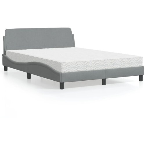 Krevet s madracem Dover svjetlosivi 140x190 cm od tkanine Cene