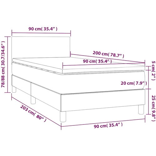 Krevet box spring s madracem LED crni 90x200 cm od tkanine Slike