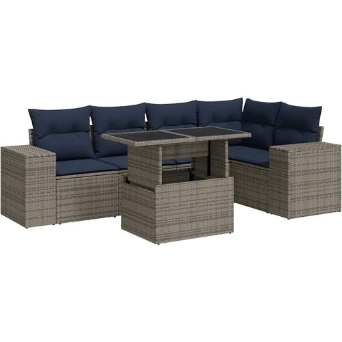  6-dijelni set vrtnih sofa s jastucima crni od poliratana bagrem Slike