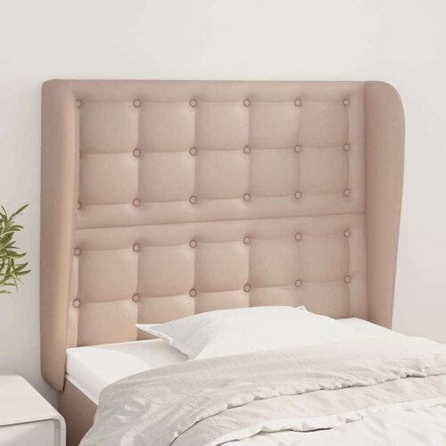  Vzglavje z u&amp;scaron;esi kapučino 83x23x118/128 cm umetno usnje, (20936361) Slike
