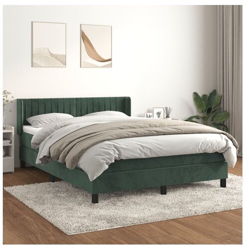 VidaXL Box spring postelja z vzmetnico temno zelena 140x200 Slike