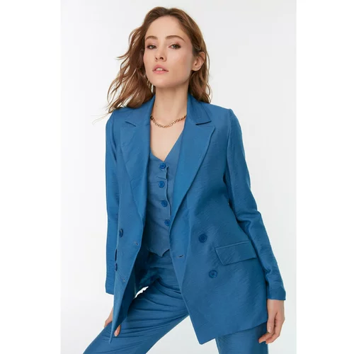 Trendyol Blue Button Blazer Jacket